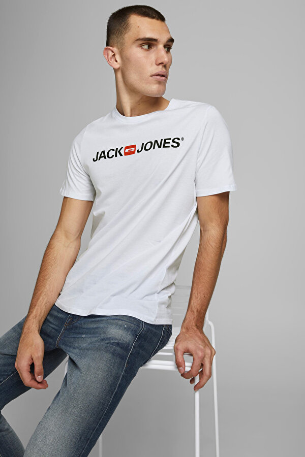 JJECORP LOGO TEE SS CREW Beyaz Erkek Kısa Kol T-Shirt