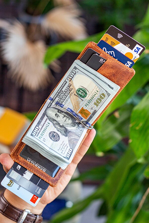 Celtic Hakiki Deri Rfid Engelleyici Para Maşalı Kartlık Cüzdan Crazy Taba