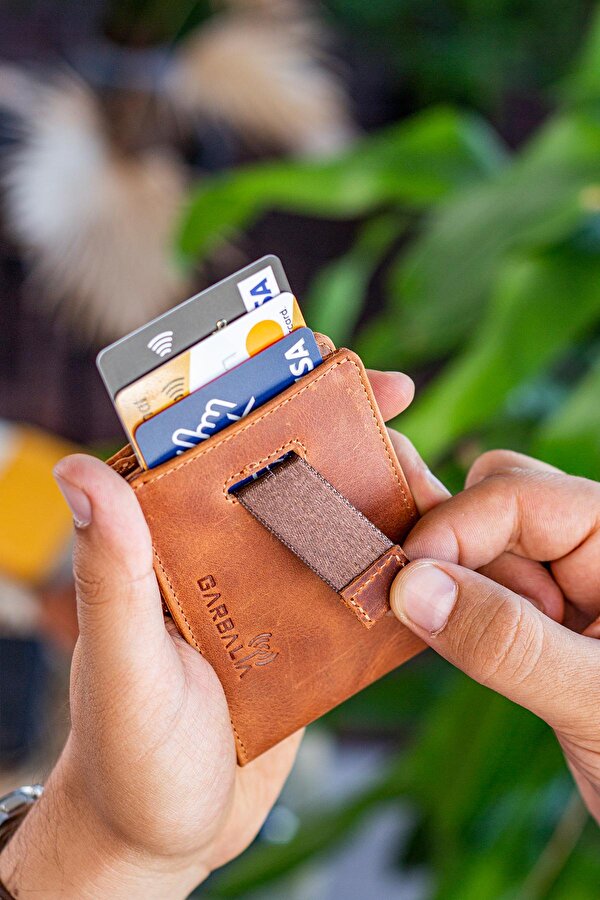 Celtic Hakiki Deri Rfid Engelleyici Para Maşalı Kartlık Cüzdan Crazy Taba