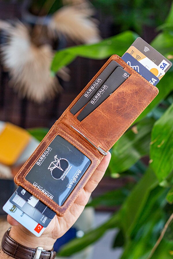 Celtic Hakiki Deri Rfid Engelleyici Para Maşalı Kartlık Cüzdan Crazy Taba