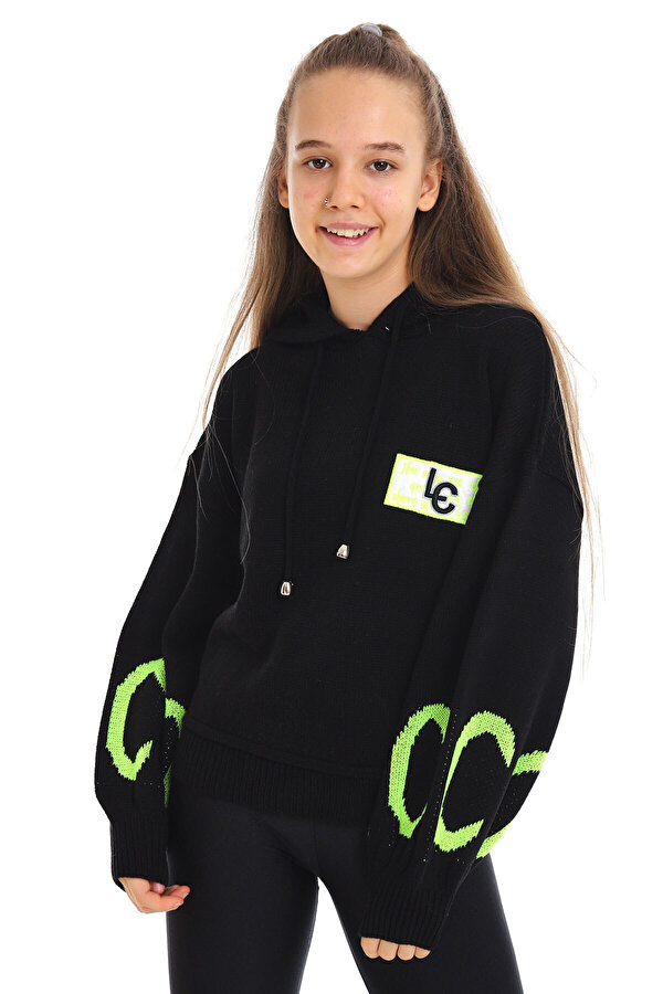 Kız Çocuk LC Yazı Nakışlı Örme Triko Sweatshirt 14186