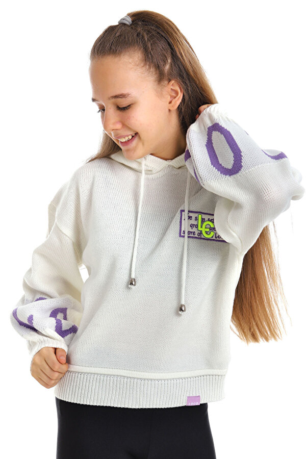 Kız Çocuk LC Yazı Nakışlı Örme Triko Sweatshirt 14186