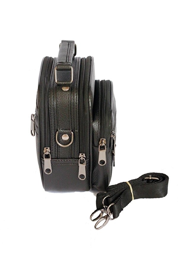 Erkek Küçük Boy Siyah Deri Çelik Kasalı El Ve Omuz Çantası