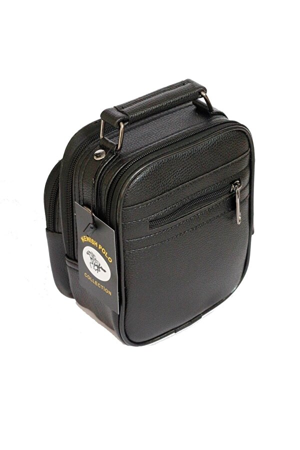 Erkek Küçük Boy Siyah Deri Çelik Kasalı El Ve Omuz Çantası