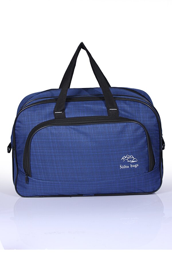 nil-01 UNISEX HAVLU KUMAŞ HOSTES VALİZ SEYAHAT TATİL SPOR HASTANE ÇOK GÖZLÜ EL VE OMUZ ÇANTASI KABİN BOY MAVİ