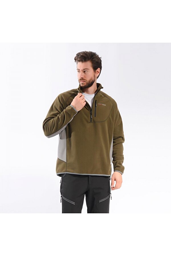 Man Half Zipper Fleece Polar-HAKİ