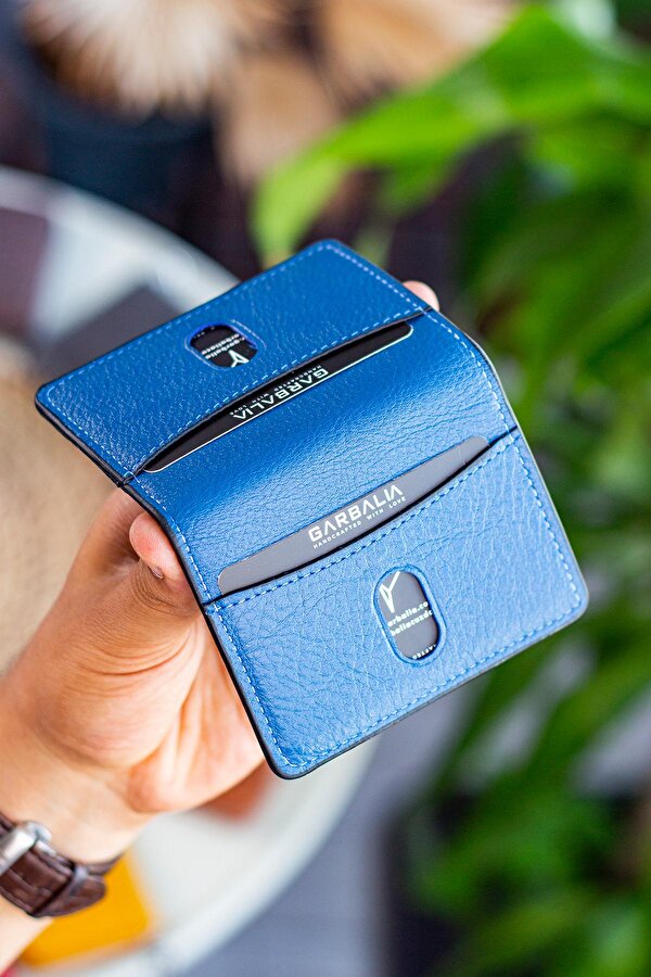 Nahita Hakiki Deri Slim Kartlık Cüzdan Petrol Mavisi