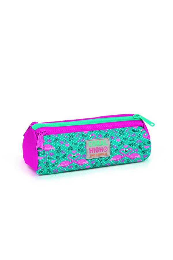 Kids Yeşil Pembe Üç Bölmeli Kalem Çantası 22012