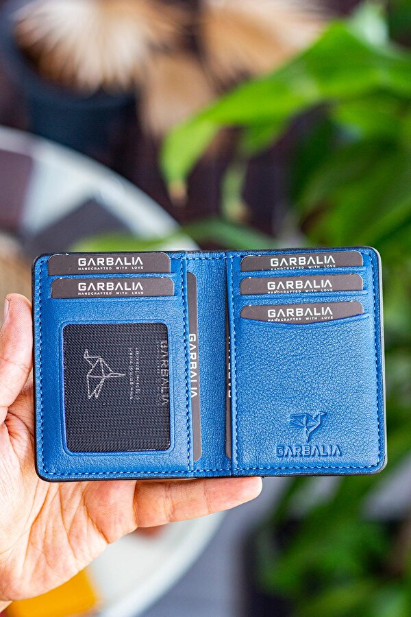 Nahita Hakiki Deri Slim Kartlık Cüzdan Petrol Mavisi