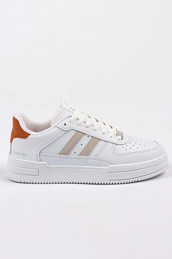 Unisex Garantili Ortopedik Hafif Esnek Sağlam Sneaker Spor Ayakkabı Cns.176 Beyaz Oranj