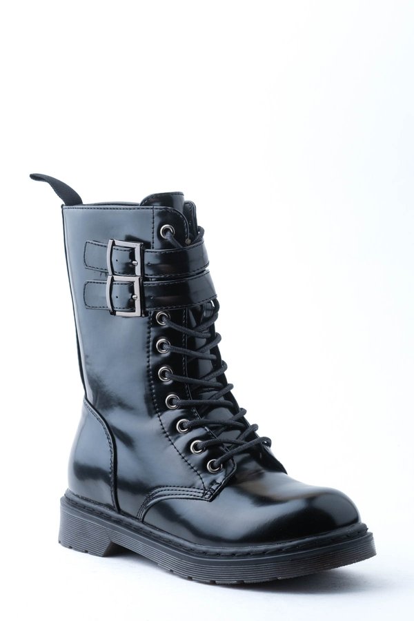 INT1221K223-KRK 1PR BLACK Woman Combat Boot