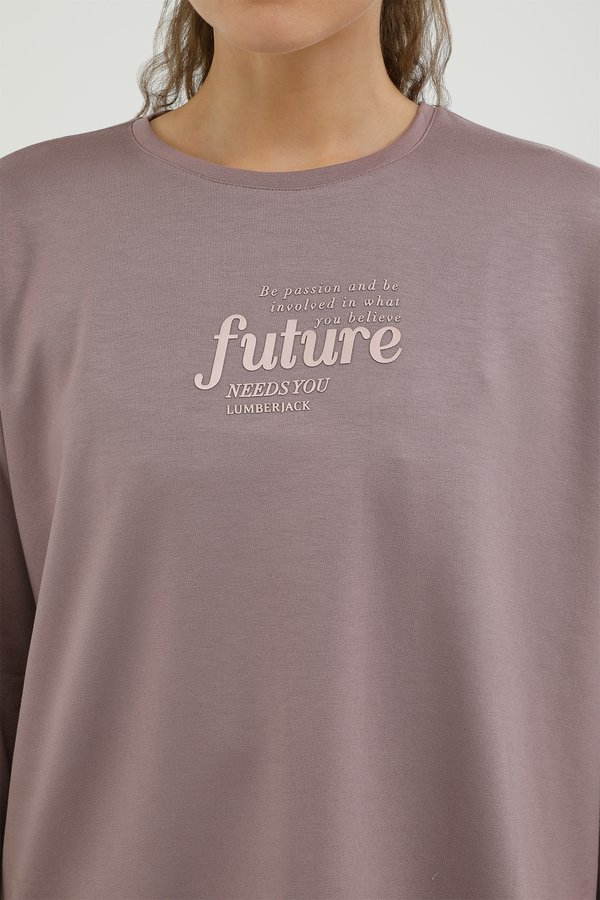 W-CK123 CARLA SLOGAN SWEA PASTEL PURPLE Woman Sweatshirt
