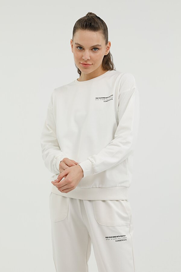 W-ANNA C NECK SLOGAN SWEA ECRU Woman 060