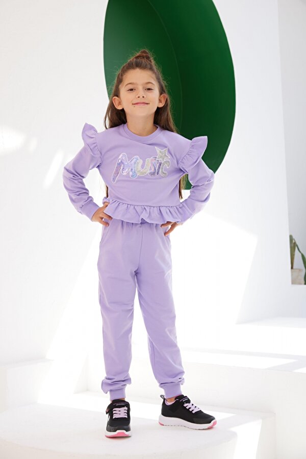 Kız Çocuk Fırfır Detaylı Music SweatShirt