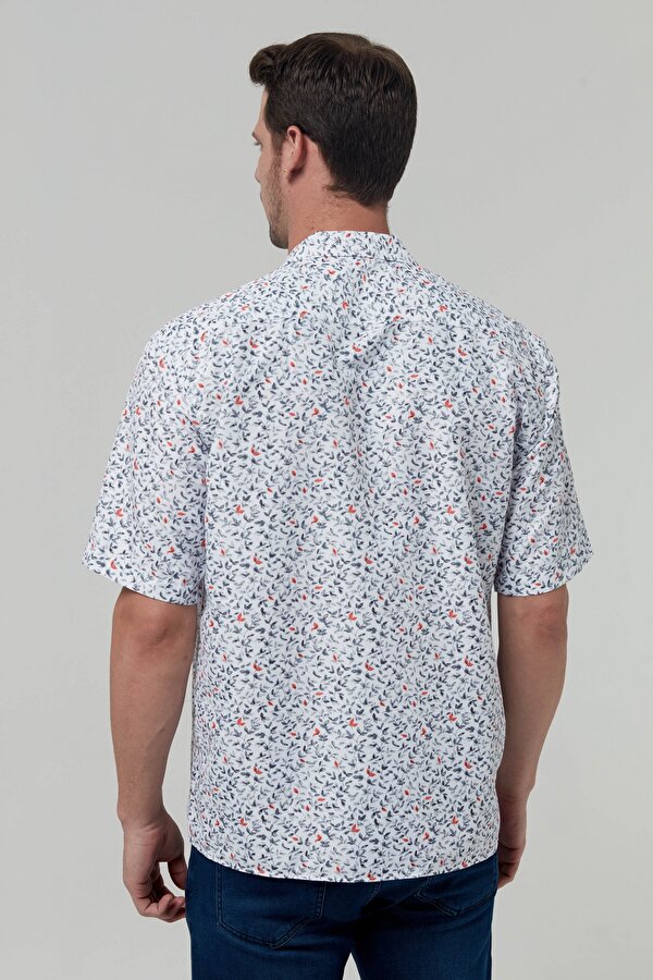 Relaxed Beyaz Baskılı Gömlek