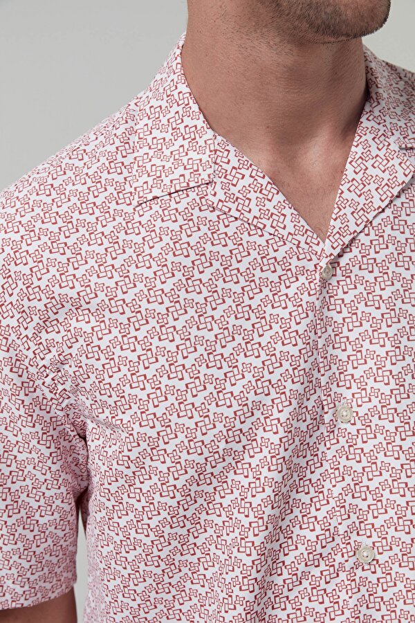 Relaxed Beyaz Baskılı Gömlek