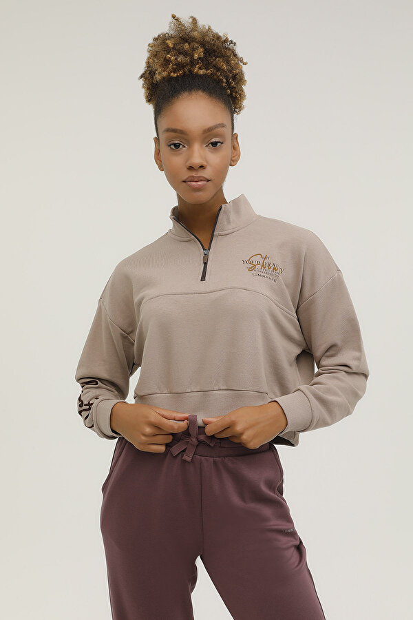W-GF40 BENA HALF ZIP SWEA MINK Woman 060