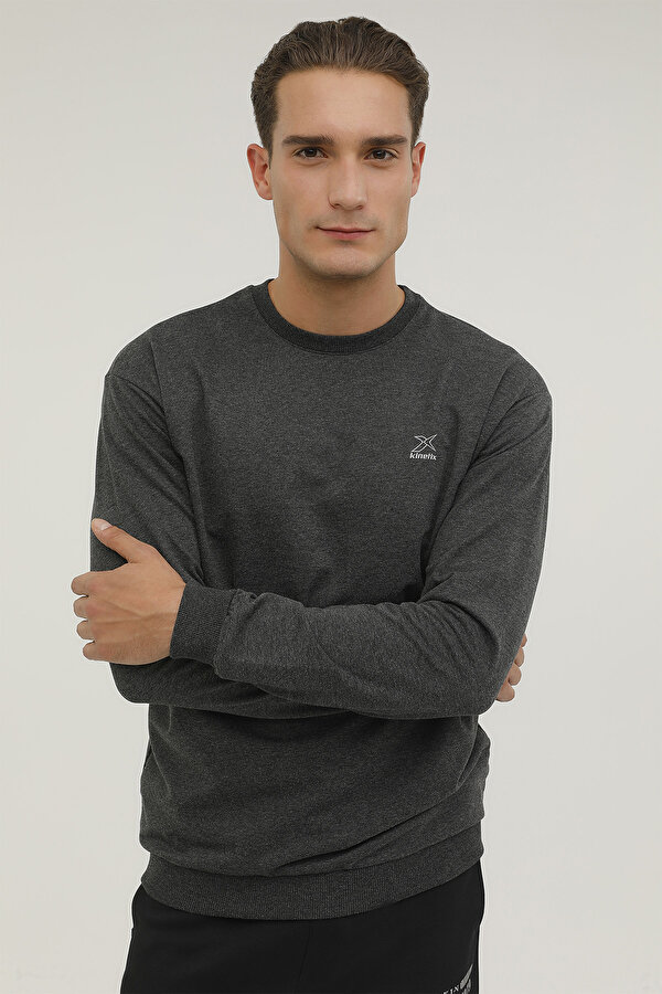 M-SN90 BASIC C NECK SWEAT ANTHRACITE MELANGE Man 060