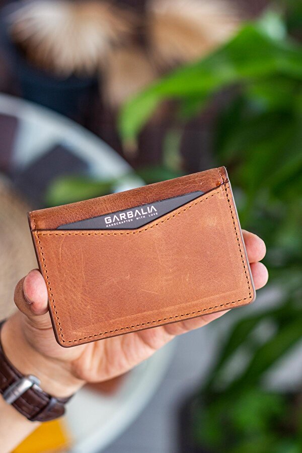 Buenos Hakiki Deri Erkek Kartlık Cüzdan Crazy Taba