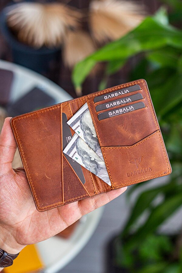 Buenos Hakiki Deri Erkek Kartlık Cüzdan Crazy Taba