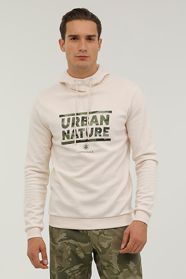 Lumberjack M-Sd4005 Urbanature Hoodi Экрю Мужчина Толстовка С Капюшоном