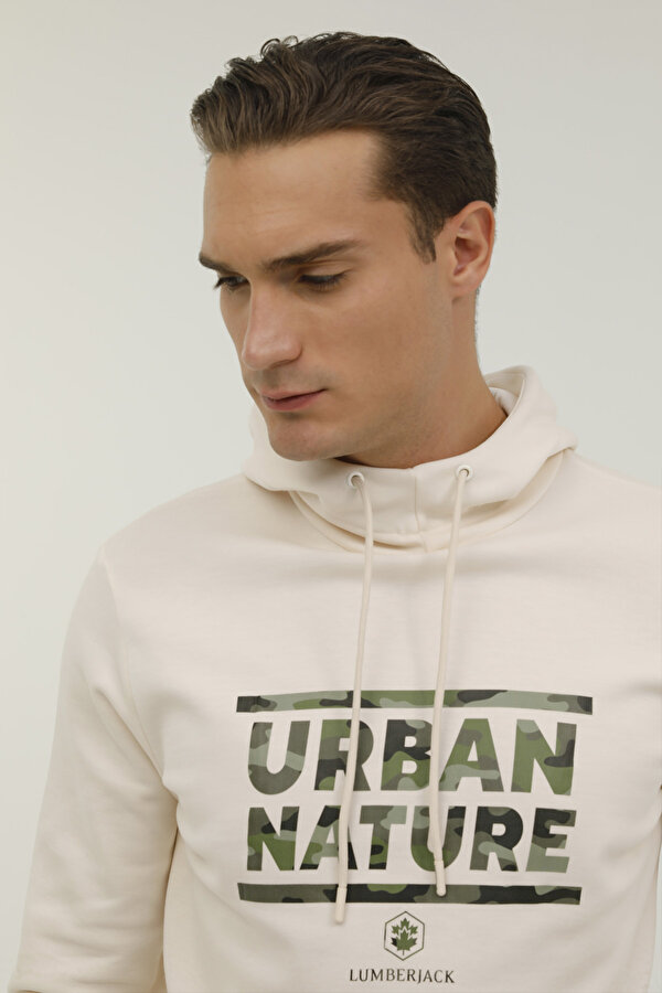 Lumberjack M-Sd4005 Urbanature Hoodi Экрю Мужчина Толстовка С Капюшоном