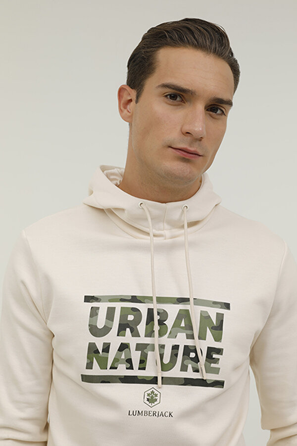 Lumberjack M-Sd4005 Urbanature Hoodi Экрю Мужчина Толстовка С Капюшоном