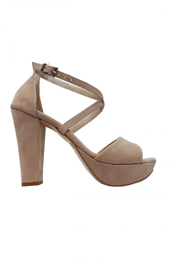 8011-1 Süet 30mm Platform Topuklu Kadın Ayakkabı
