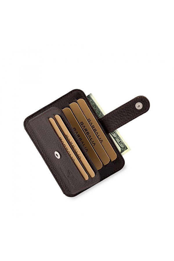 Shelby Hakiki Deri Kartlık Cüzdan Kahverengi