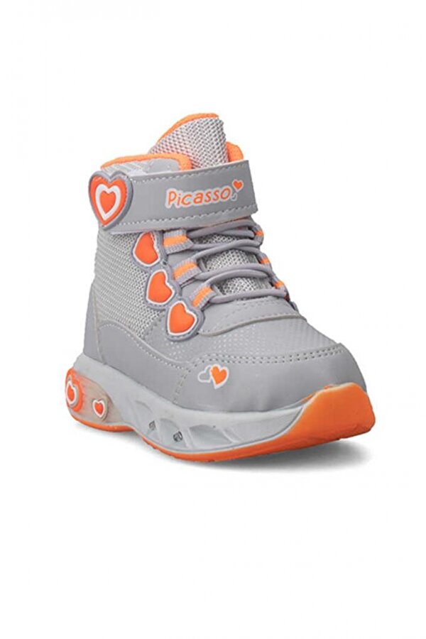 094 Deri Bebe Sneaker Bot Gri Turuncu
