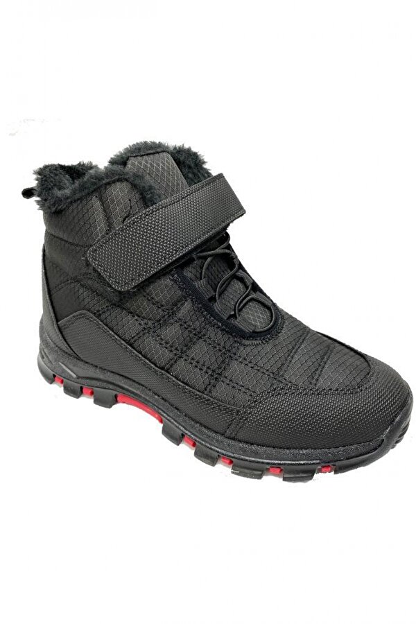 1980 Sneakers Fashion Kürklü Filet Çocuk Spor Bot Siyah Kırmızı