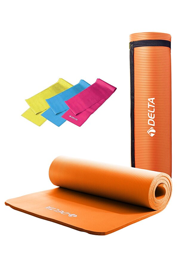 Konfor Zemin 10 Mm Taşıma Askılı Pilates Minderi 3 lü Pilates Bandı Egzersiz Direnç Lastiği