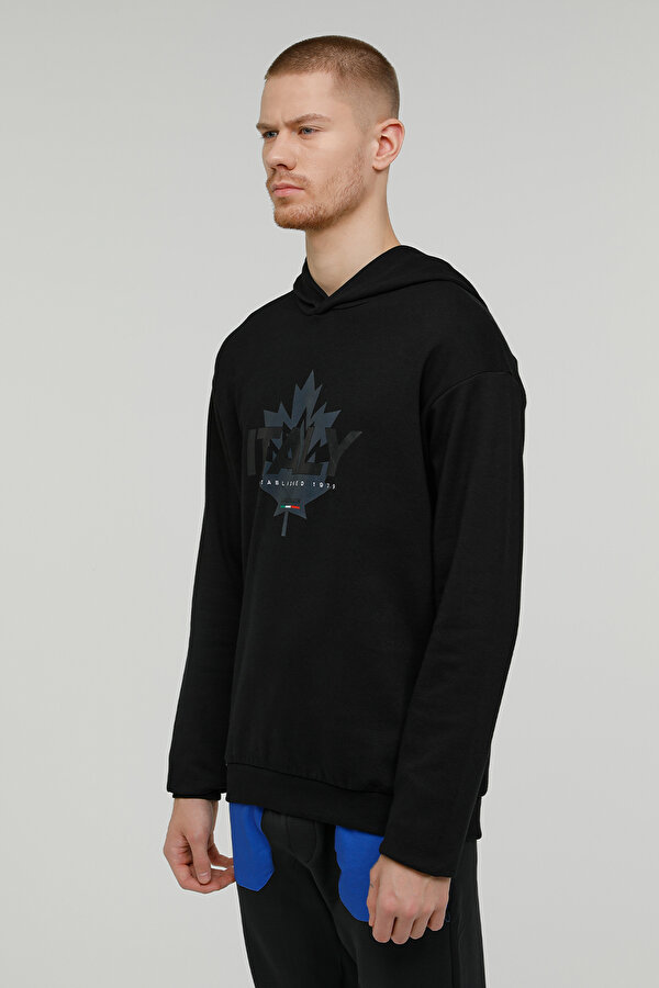 M-SD1047 RENATO LOGO HOOD BLACK Man 449