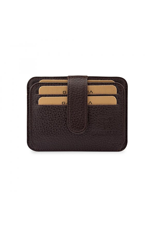 Shelby Hakiki Deri Kartlık Cüzdan Kahverengi