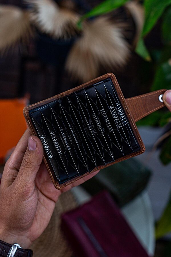 Adanus Hakiki Deri Akordiyon Kartlık Crazy Taba