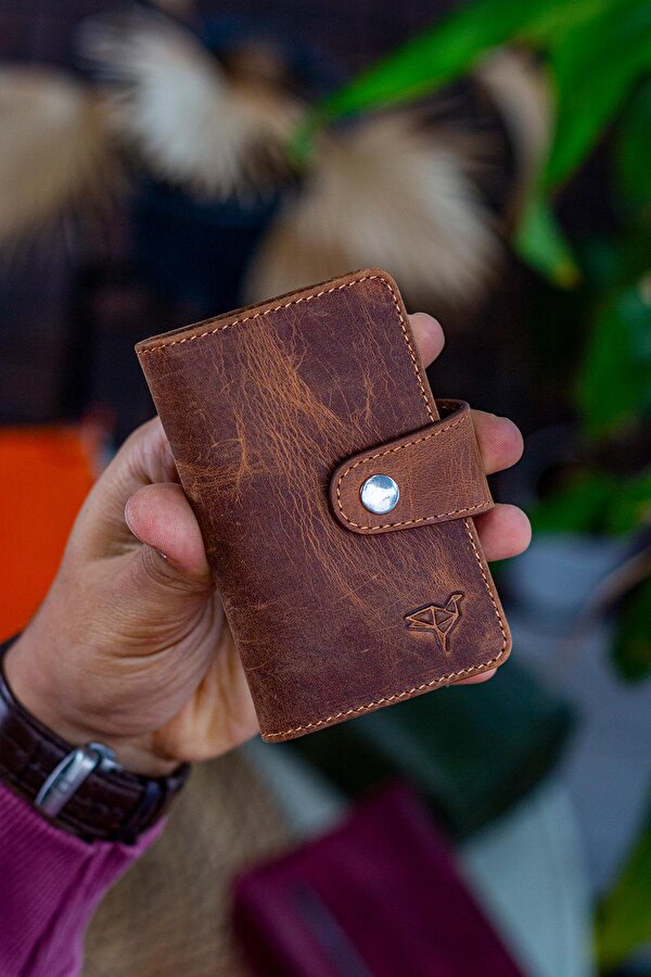 Adanus Hakiki Deri Akordiyon Kartlık Crazy Taba