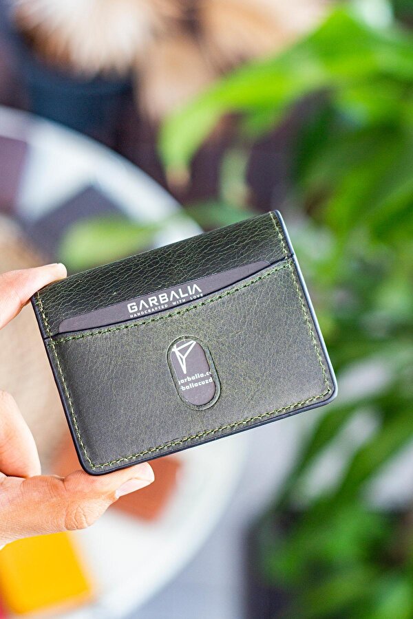 Nahita Hakiki Deri Slim Kartlık Cüzdan Crazy Yeşil