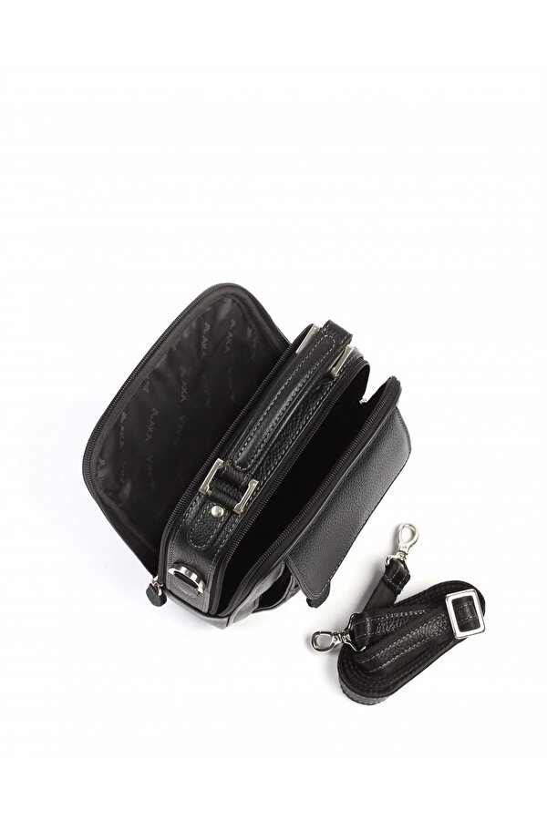 DERİ 305  HAKİKİ DERİ ERKEK EL VE OMUZ ASKILI ÇANTA SİYAH