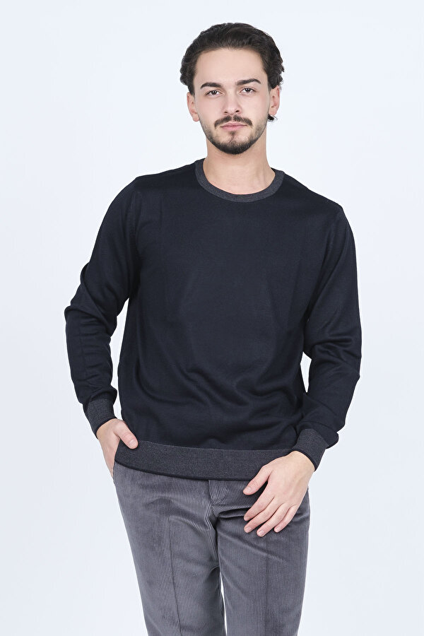 Erkek Bisiklet Yaka Yün Kazak 6091905 Lacivert