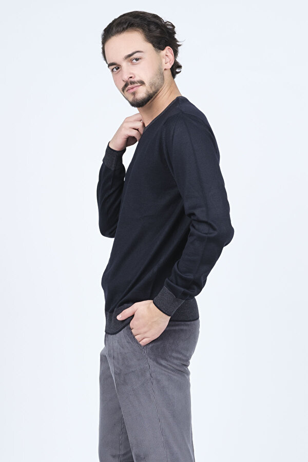 Erkek Bisiklet Yaka Yün Kazak 6091905 Lacivert