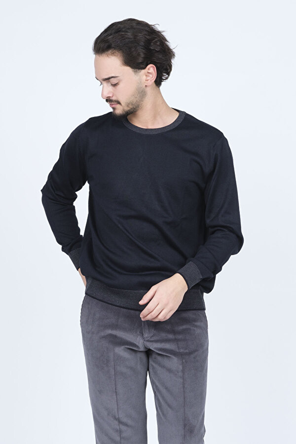 Erkek Bisiklet Yaka Yün Kazak 6091905 Lacivert