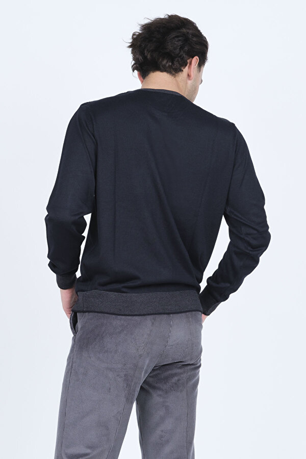 Erkek Bisiklet Yaka Yün Kazak 6091905 Lacivert