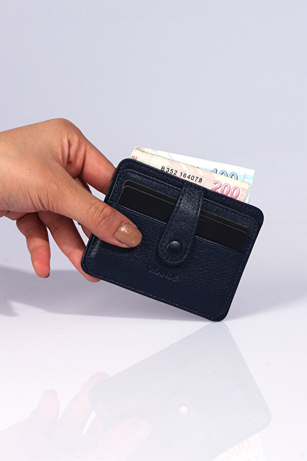 746 Hakiki Deri Slim  Kartlık Kağıt para bölmeli LACİVERT