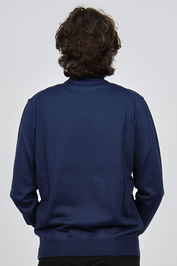 Erkek Yarım Balıkçı Desenli Kazak 4537200 Indigo