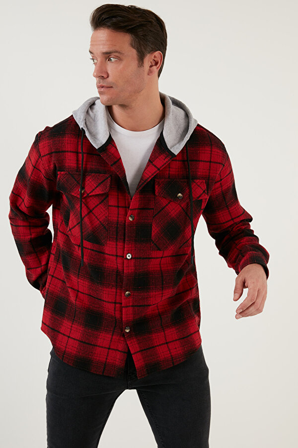 Erkek Gömlek CF22W2650 KIRMIZI-SİYAH