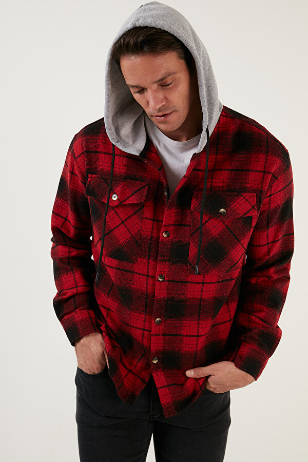 Erkek Gömlek CF22W2650 KIRMIZI-SİYAH