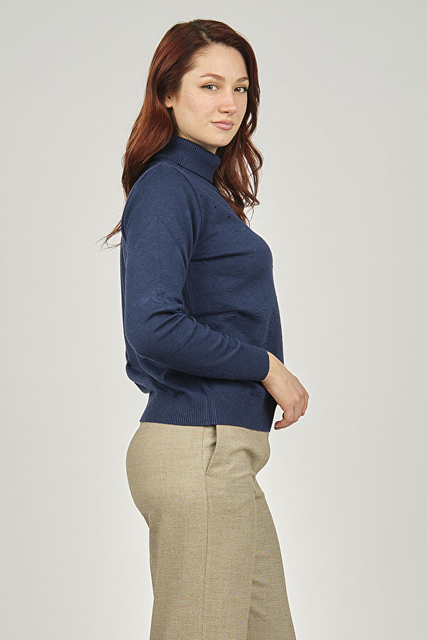 Triko Kadın Balıkçı Yaka Kazak 3998212 Indigo