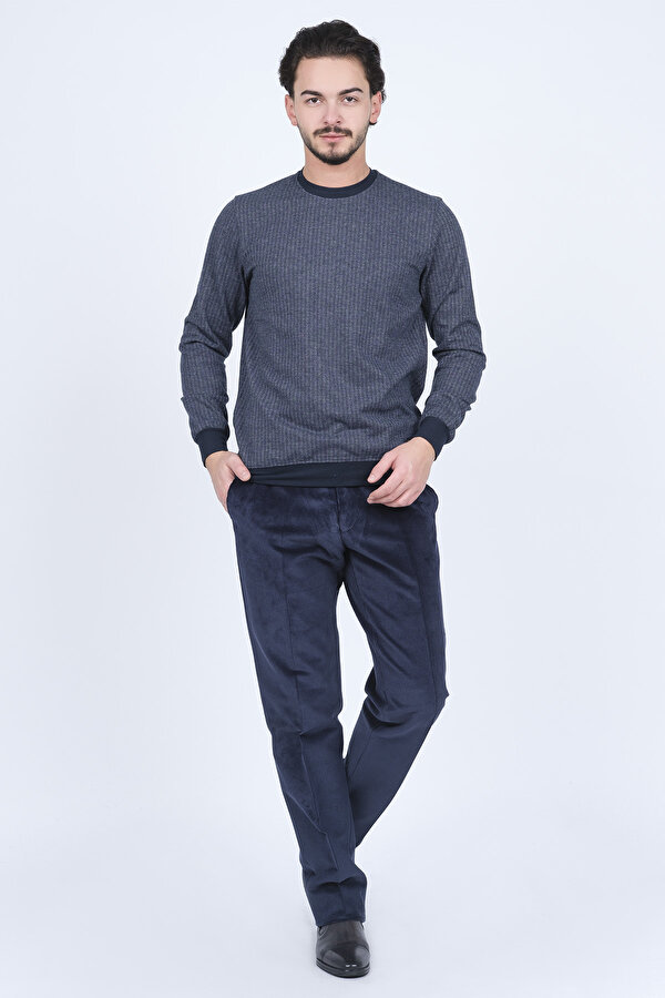 Erkek Desenli Bisiklet Yaka Triko Sweat 6782270 Lacivert