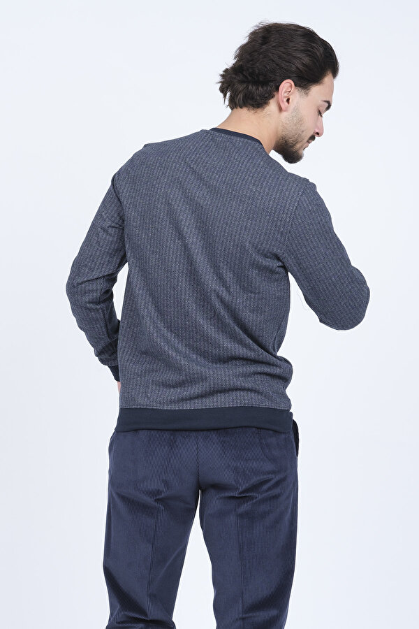 Erkek Desenli Bisiklet Yaka Triko Sweat 6782270 Lacivert