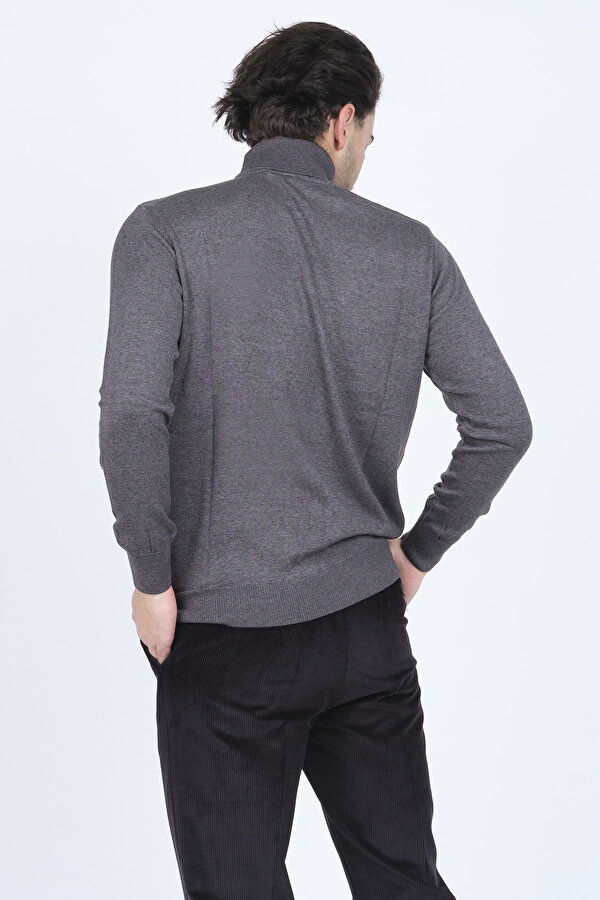 Erkek Desenli Tam Balıkçı Triko Kazak 67822507 Antrasit